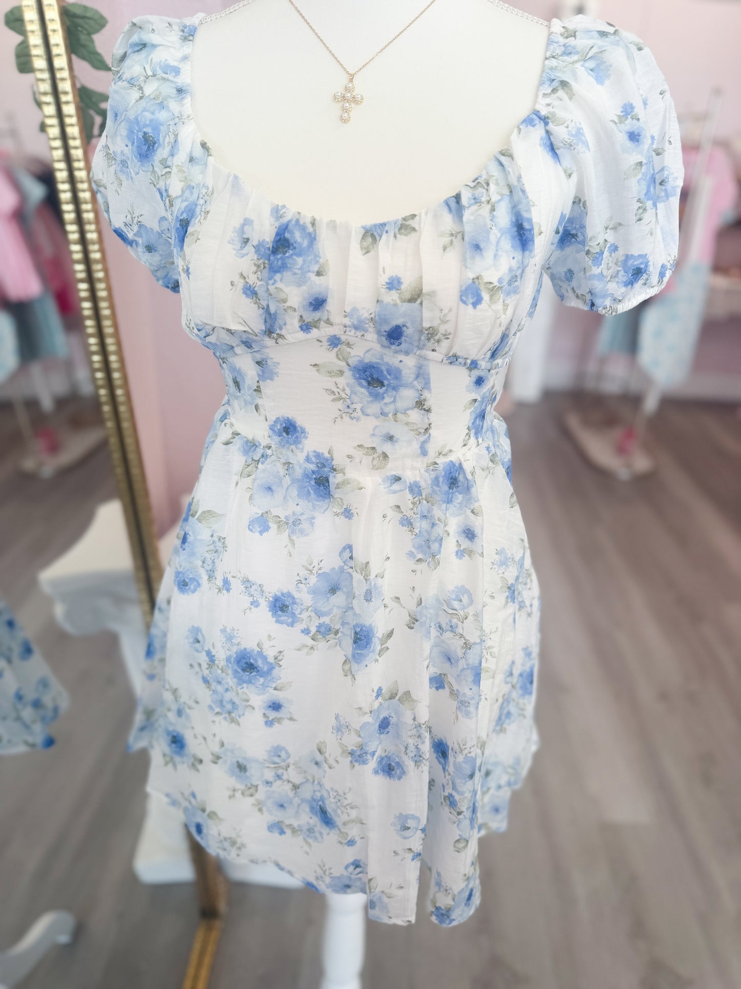 Blue Floral Mini Dress