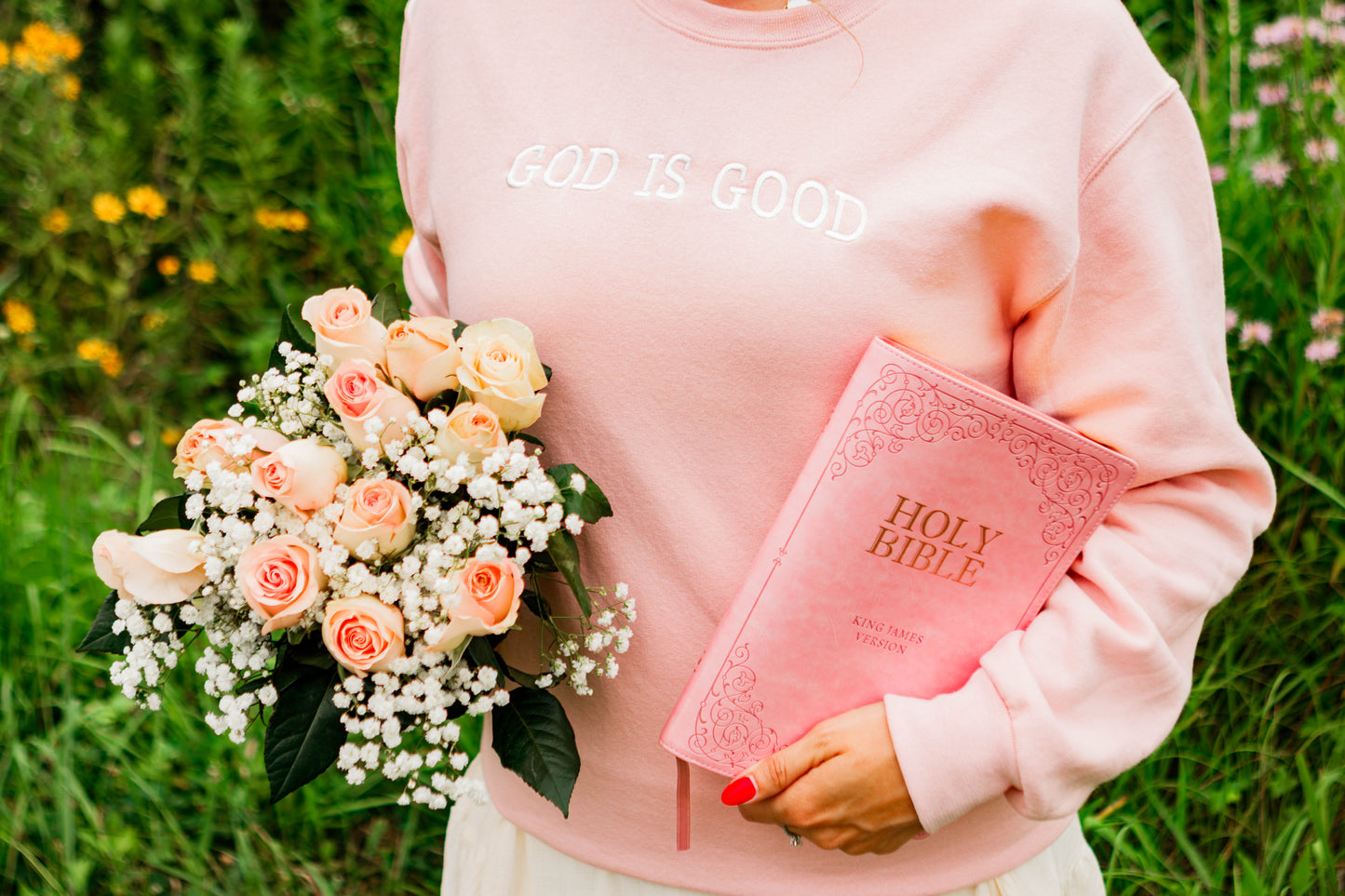 God is Good Crewneck Blush Pink