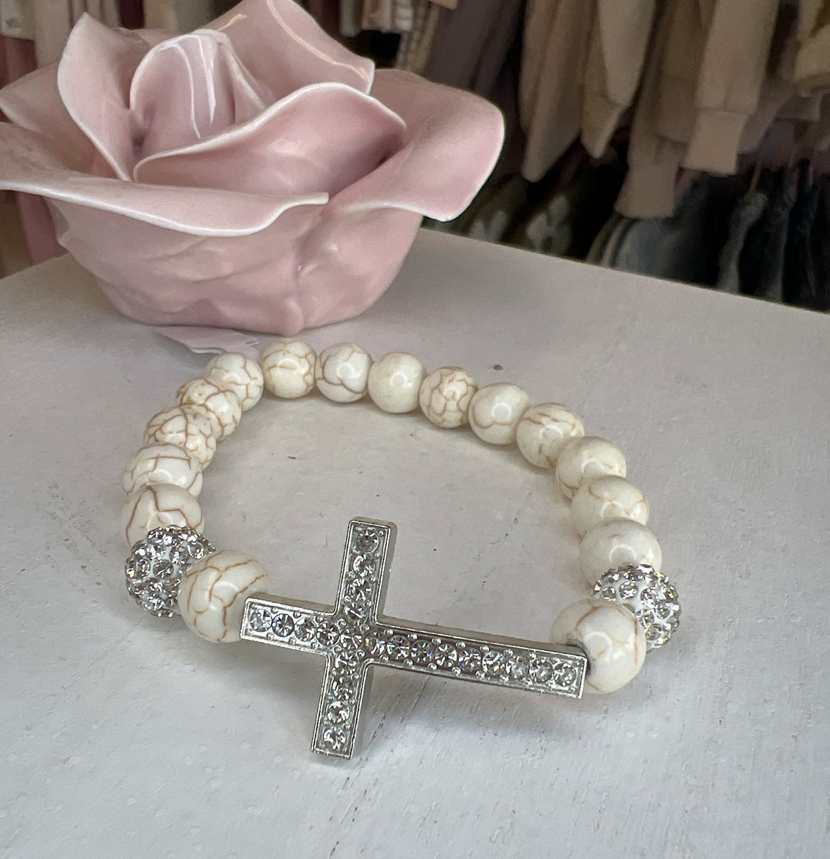 Rhinestone Cross Bracelet