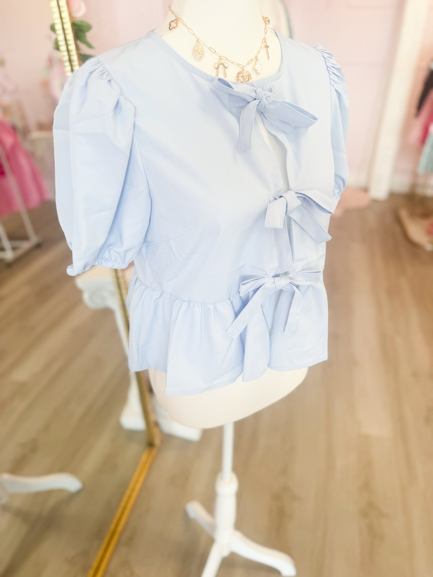 Blue Bow Tie Top