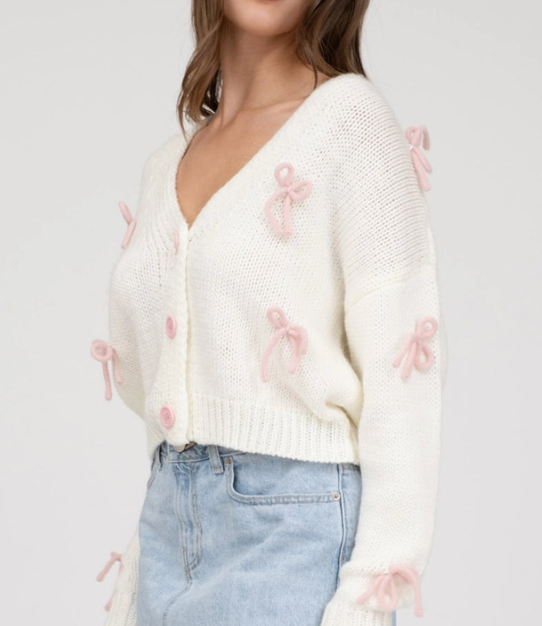 Pink Bow Knit Sweater
