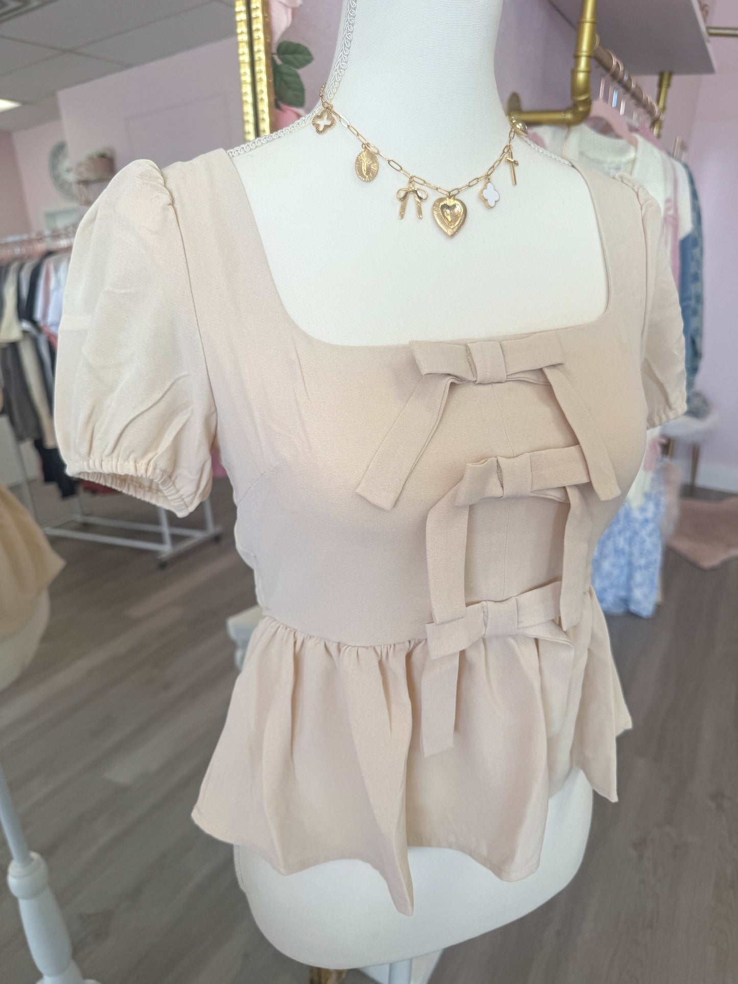Tan Bow Top