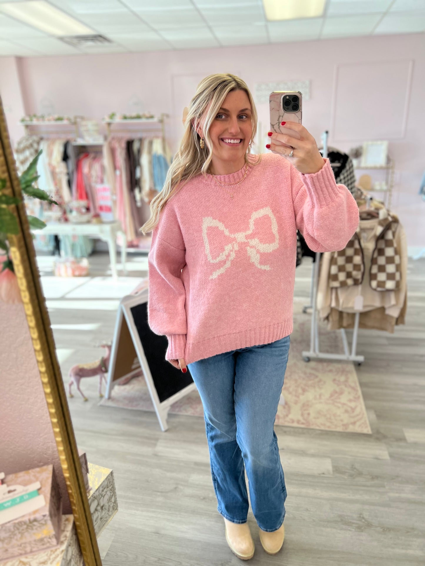 Pink Bow Sweater