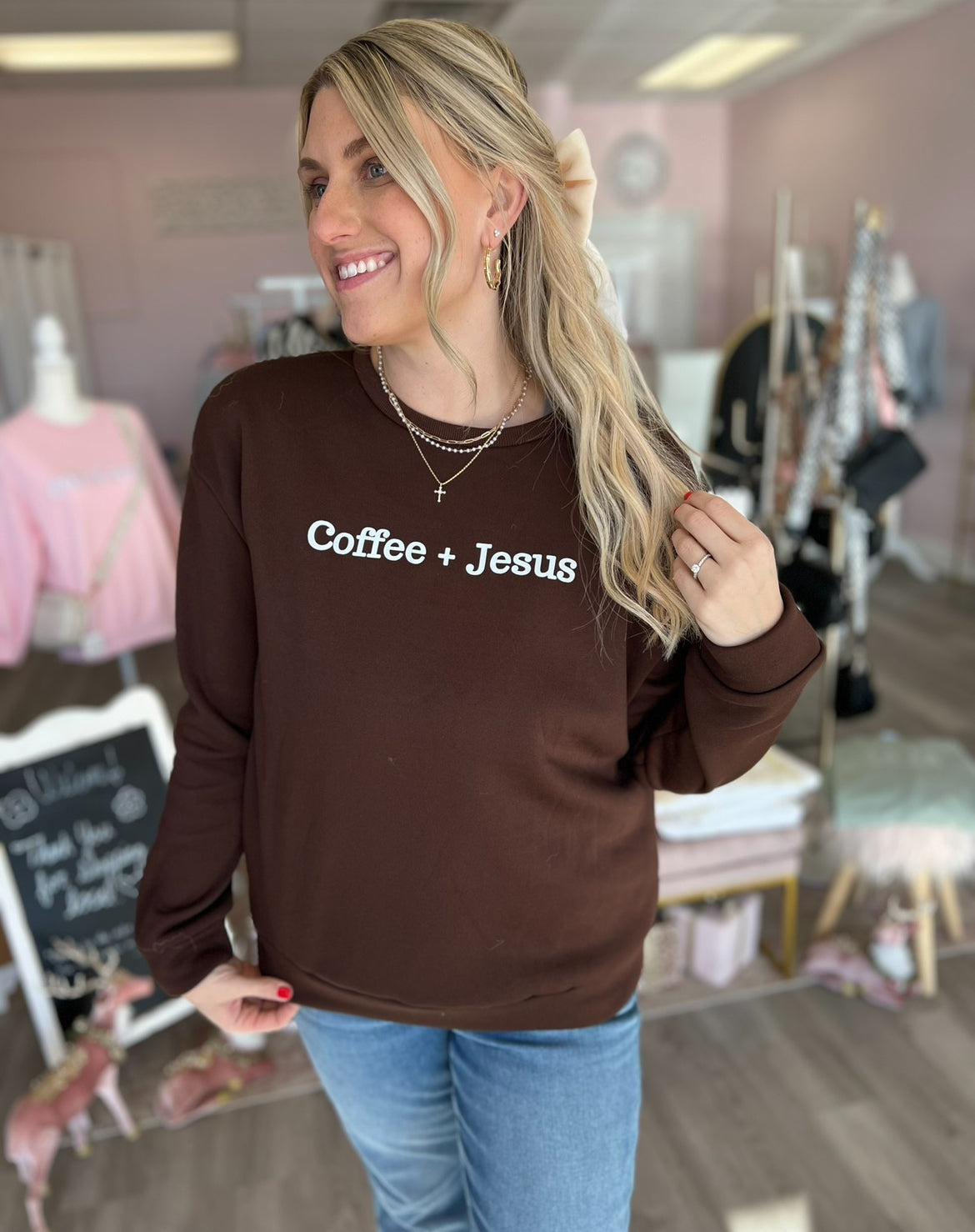 Coffee and Jesus Crewneck Espresso