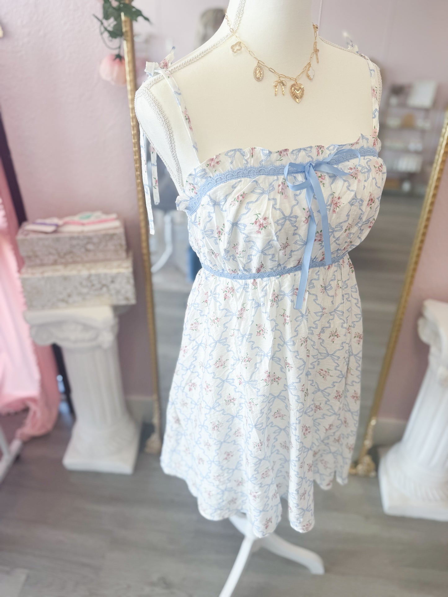 Blues and Bows Midi Dress
