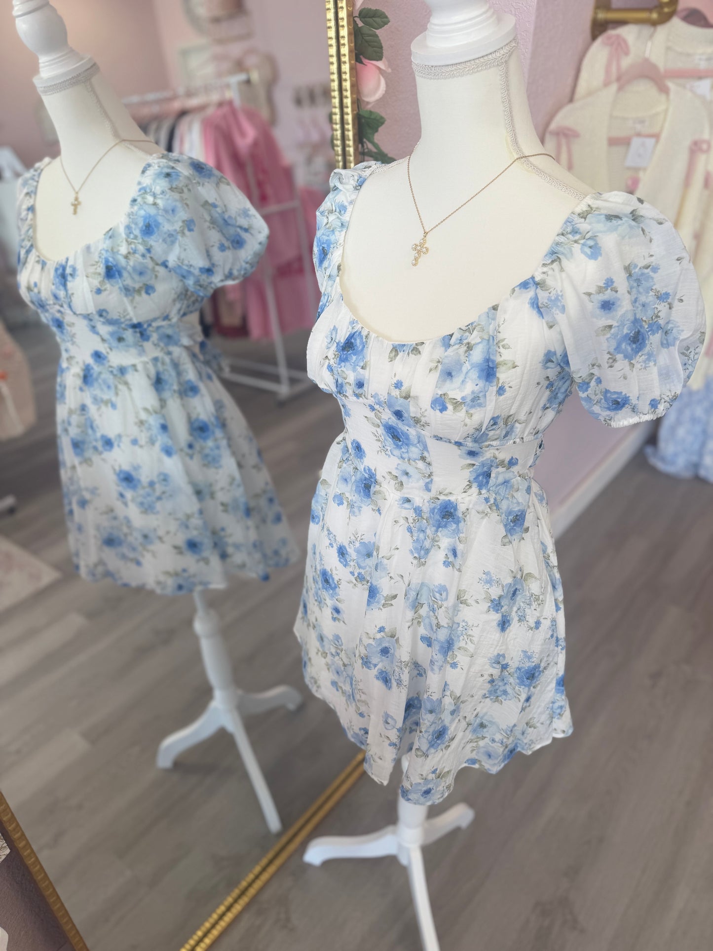 Blue Floral Mini Dress