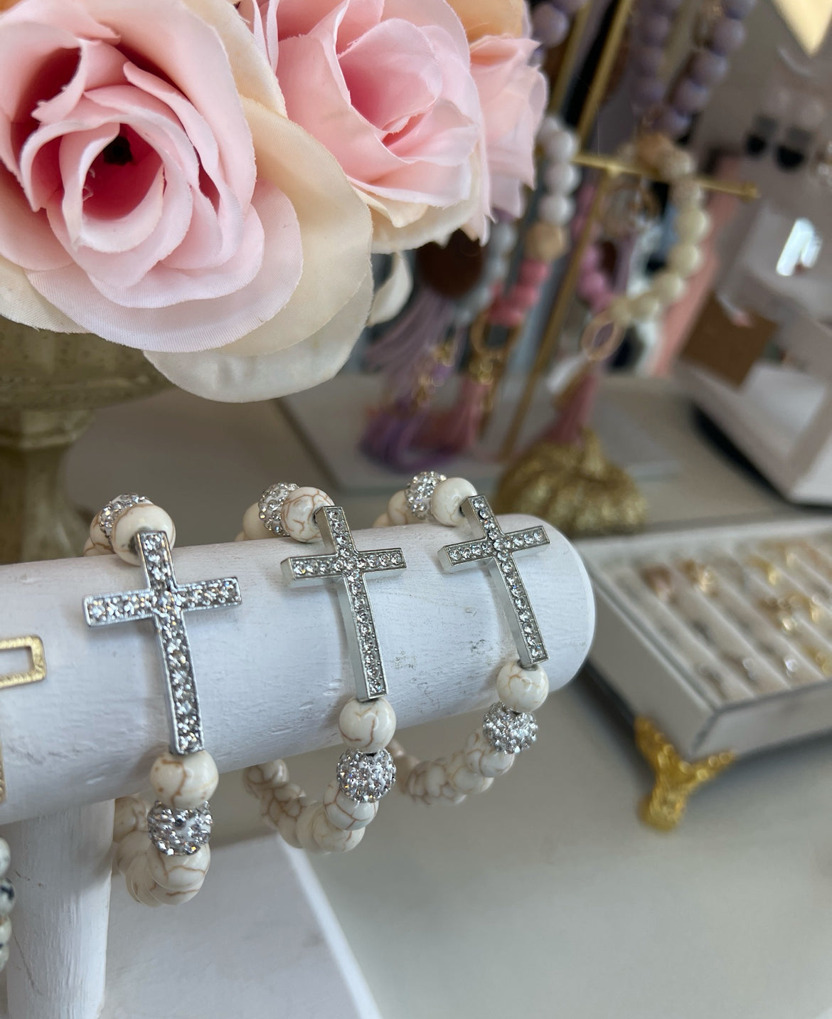 Rhinestone Cross Bracelet