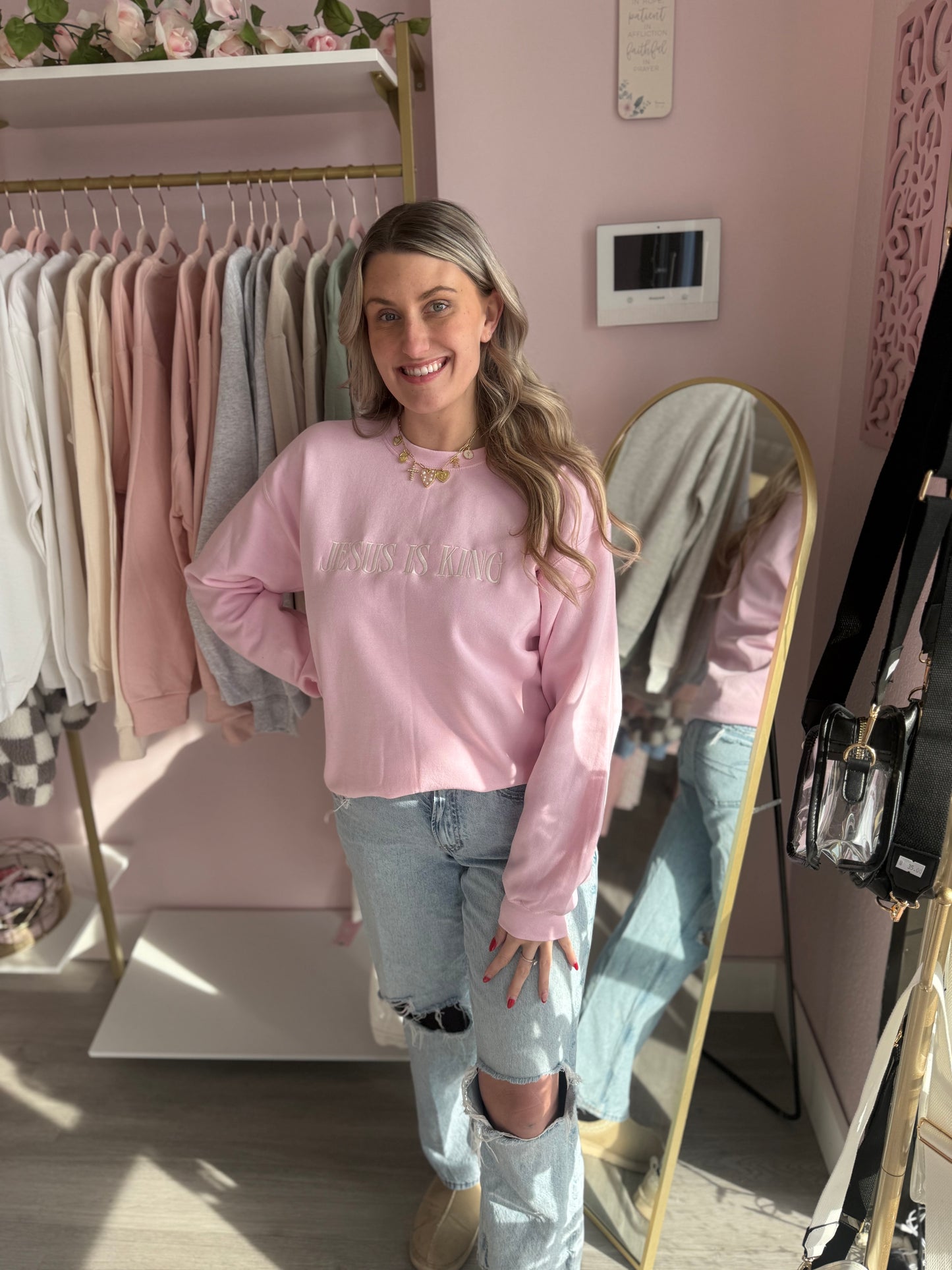 Jesus is King Pink Crewneck