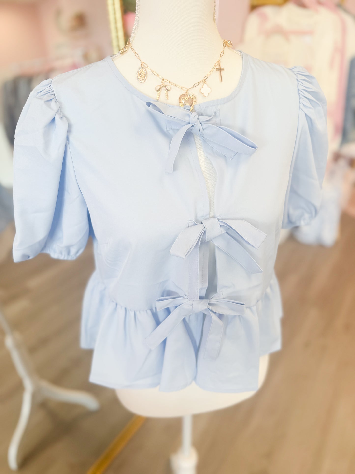 Blue Bow Tie Top