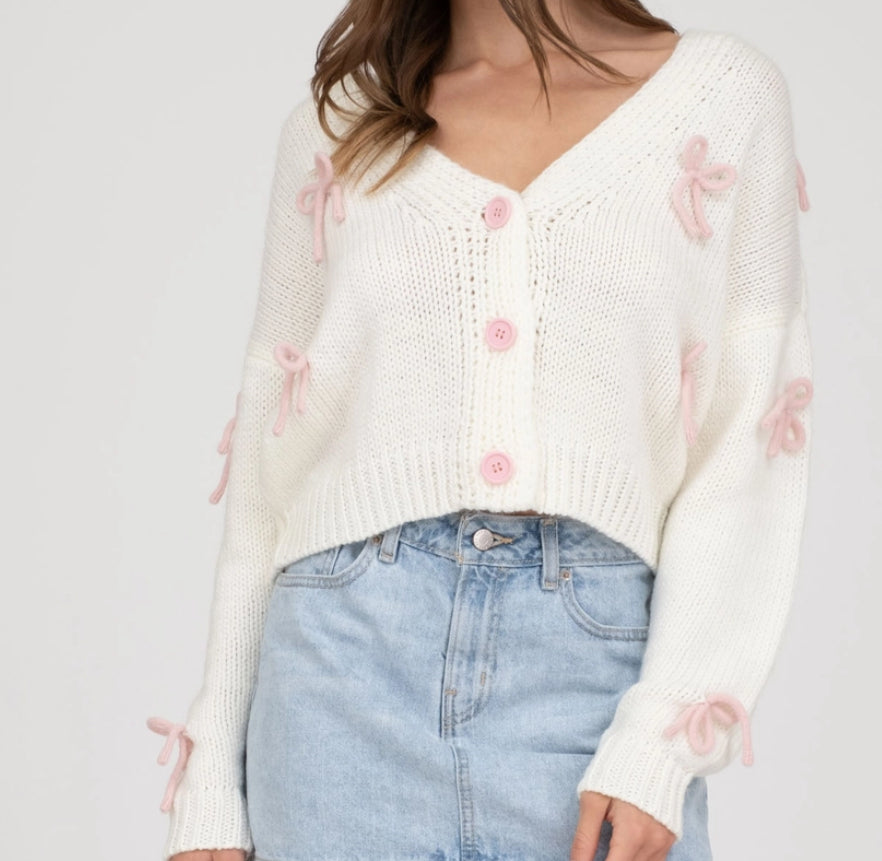 Pink Bow Knit Sweater