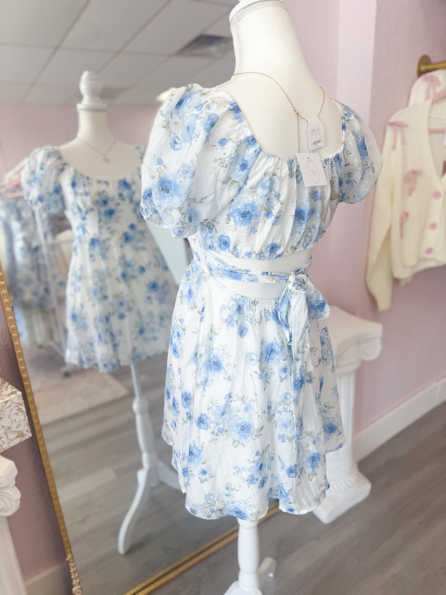 Blue Floral Mini Dress