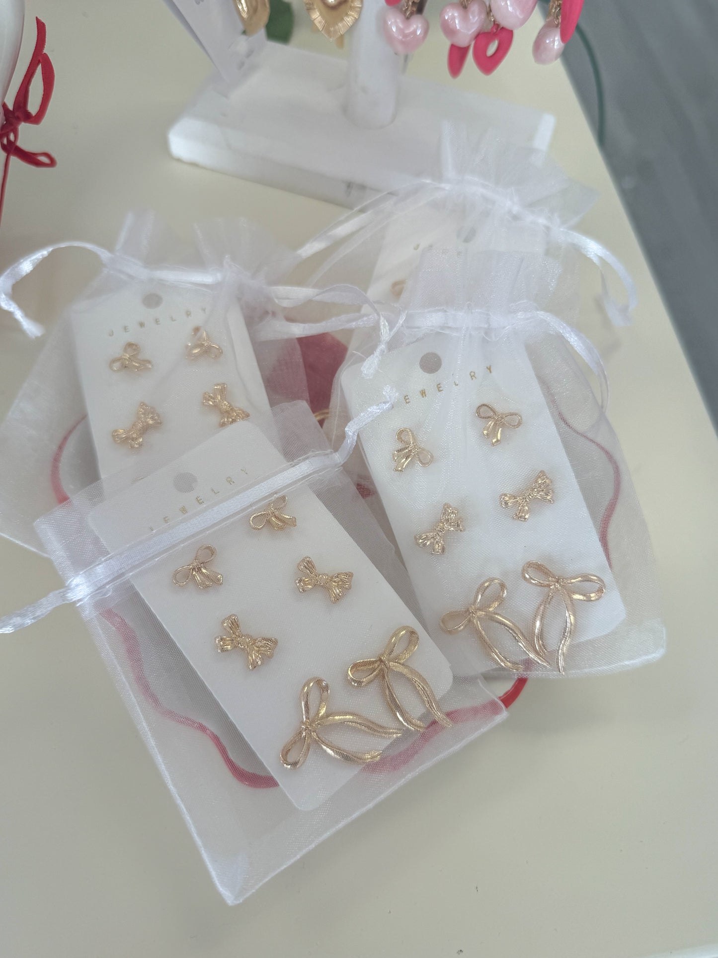 Bow Earring Set-Gold Plated