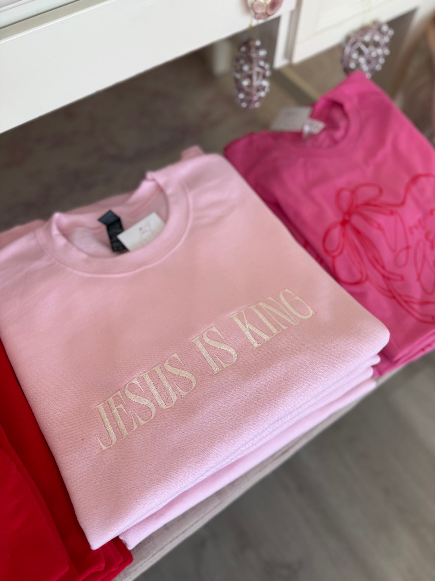 Jesus is King Pink Crewneck