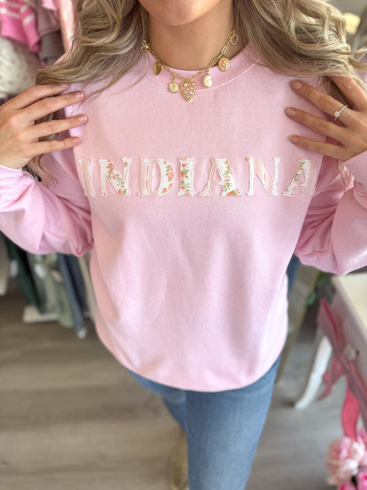 Indiana Hand-Stitched Crewneck Pink | Women’s Sweatshirt