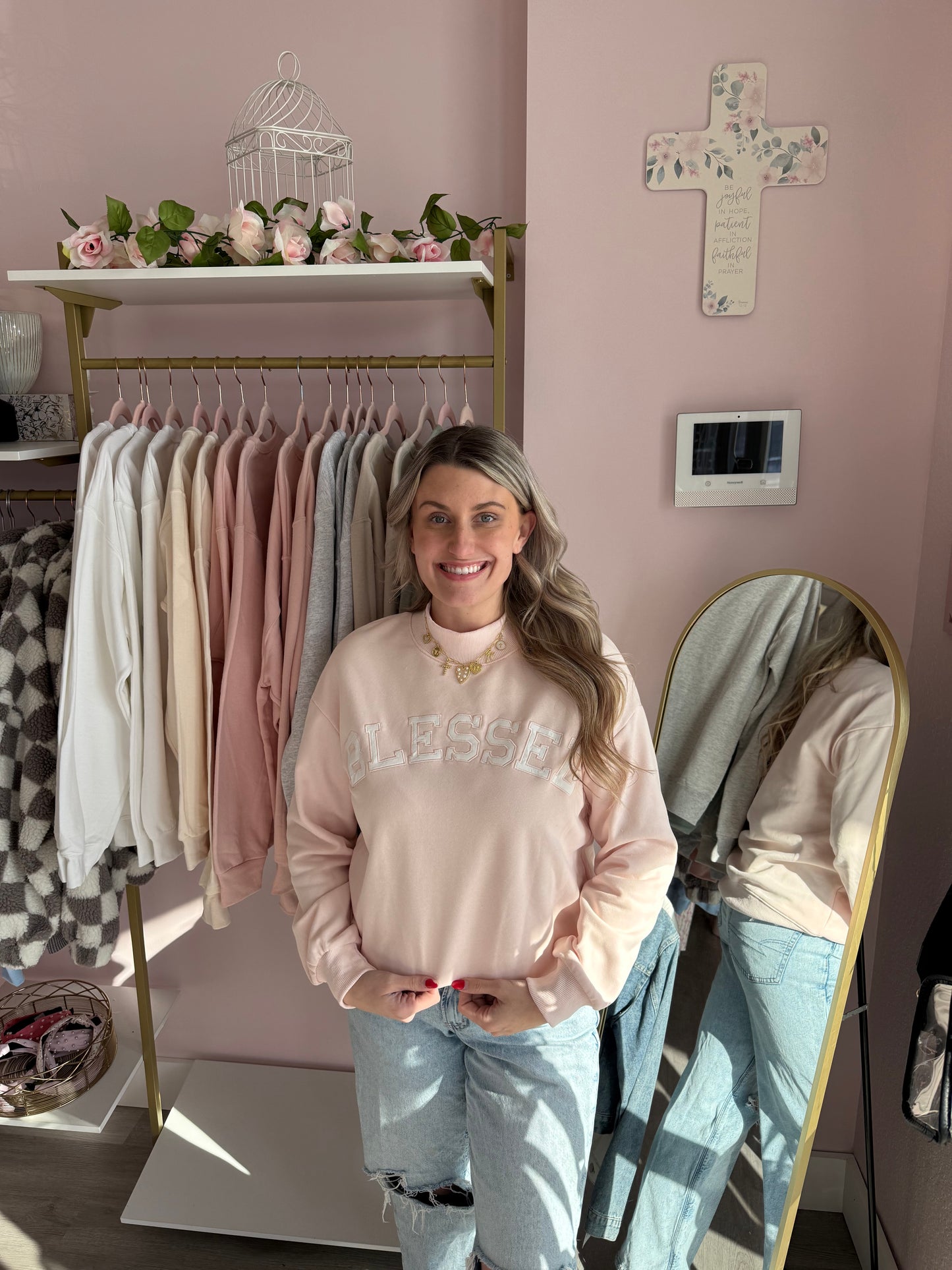 Blessed Mock Neck-Blush Pink