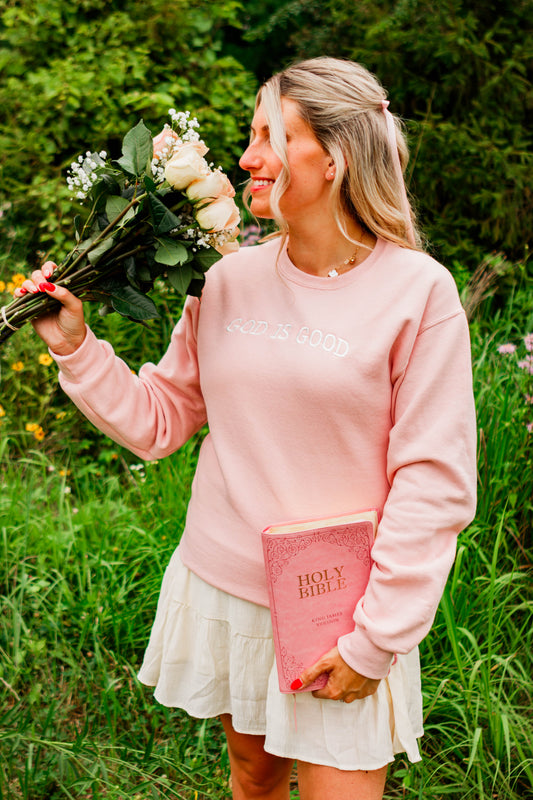 God is Good Crewneck Blush Pink