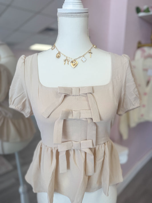 Tan Bow Top