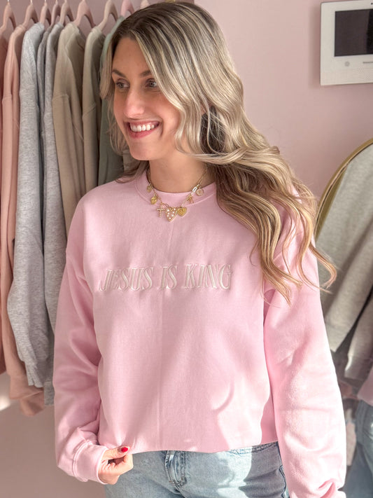 Jesus is King Pink Crewneck