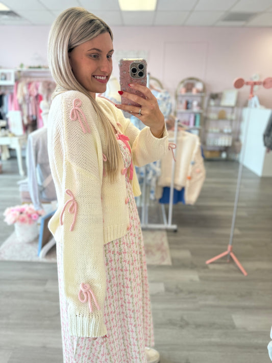 Pink Bow Knit Sweater