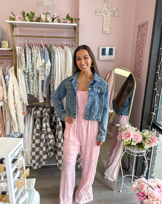 Spring Pink Jumper | Adjustable Spaghetti Strapped Pant Suit