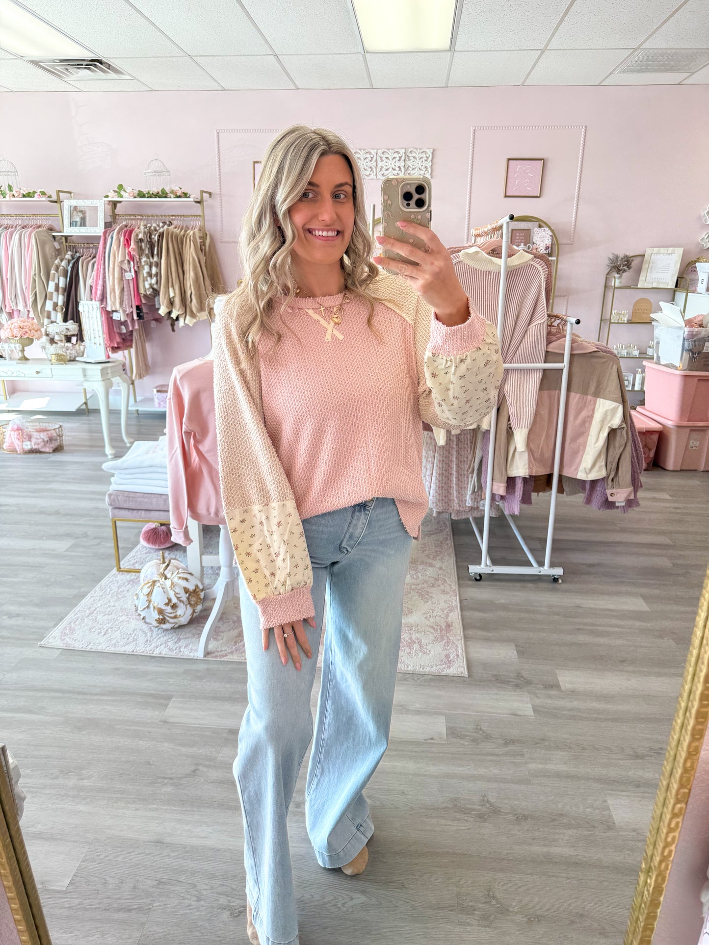 Vintage Sleeve Pink Top