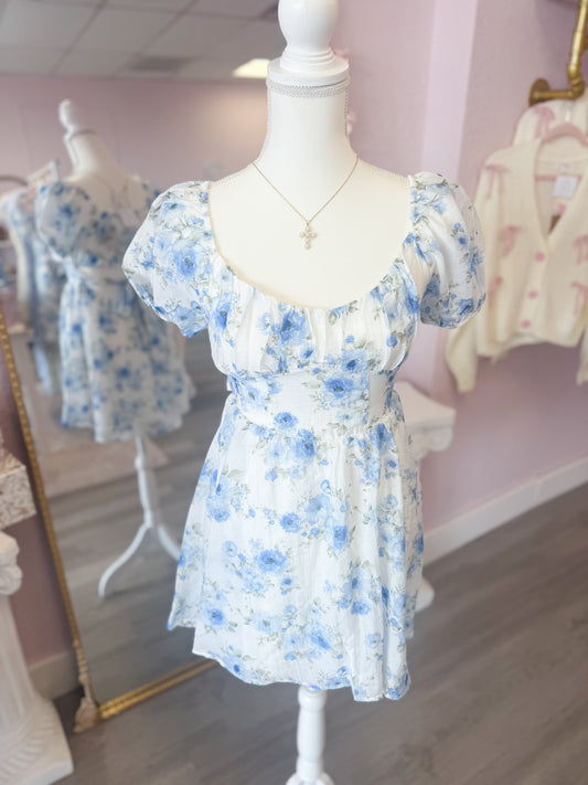 Blue Floral Mini Dress