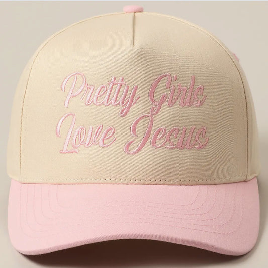 Pretty Girls Love Jesus Embroidery Trucker Hat