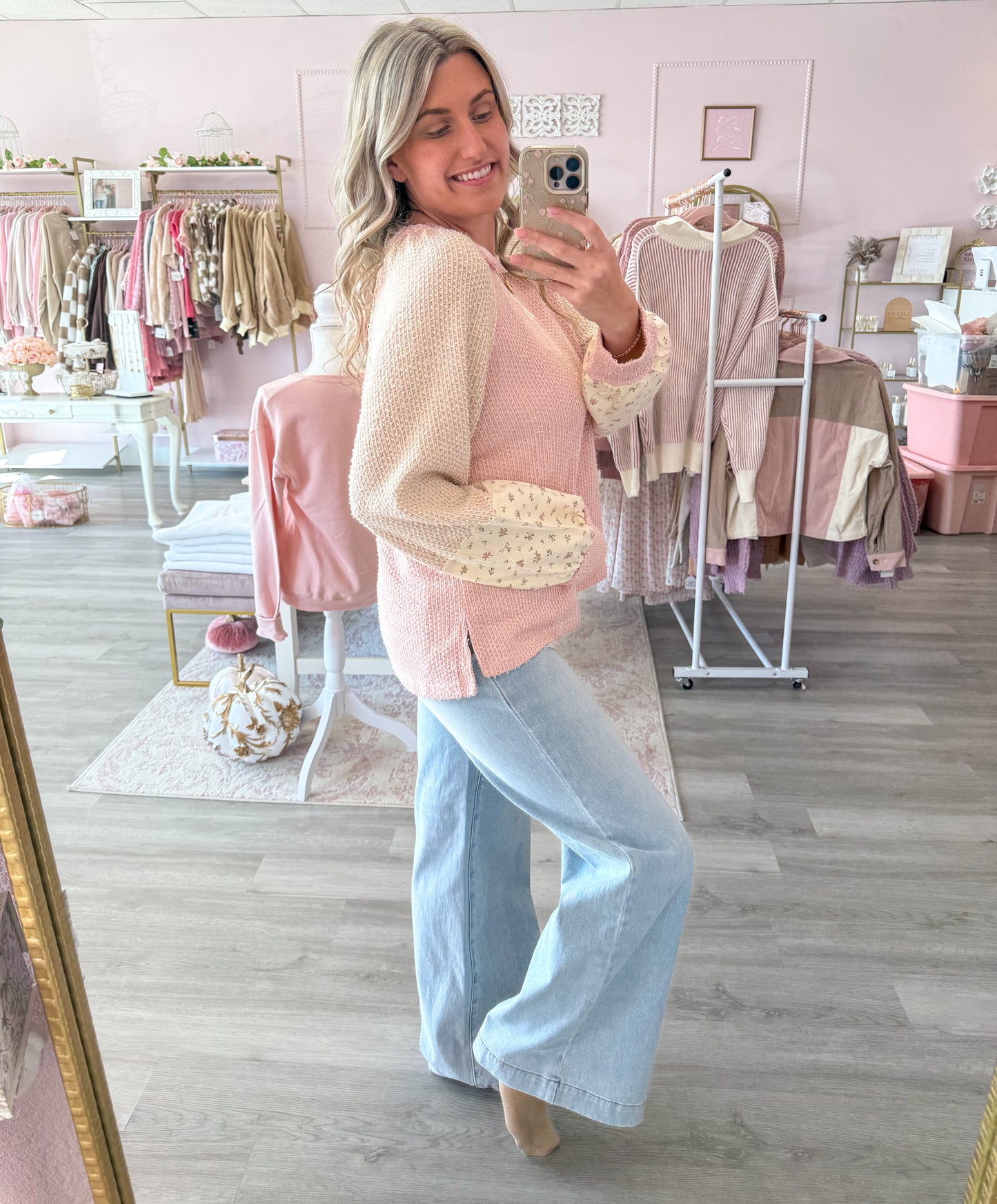 Vintage Sleeve Pink Top