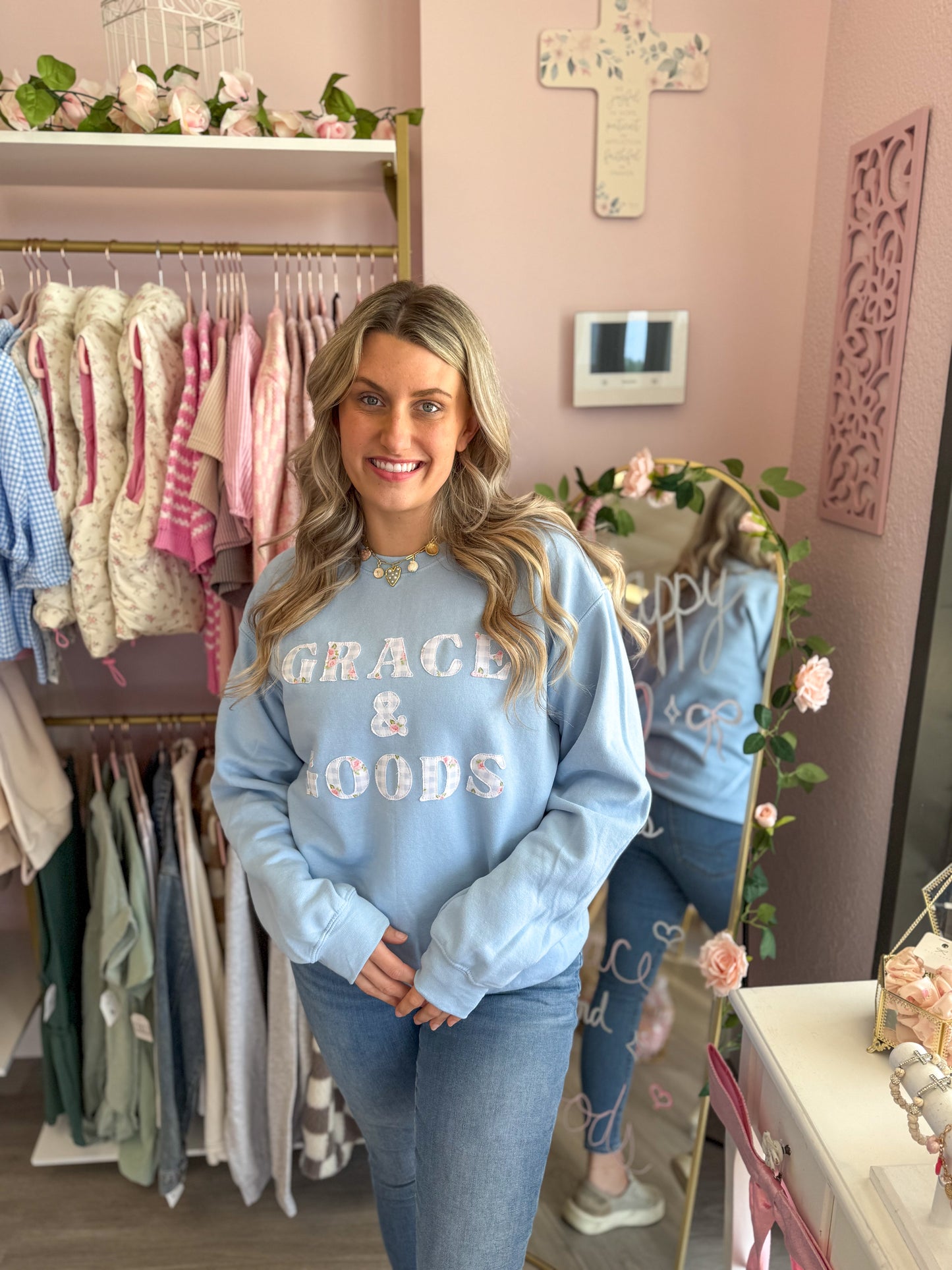 Grace & Goods Custom Hand-Stitched Crewneck | Women’s Sweatshirt