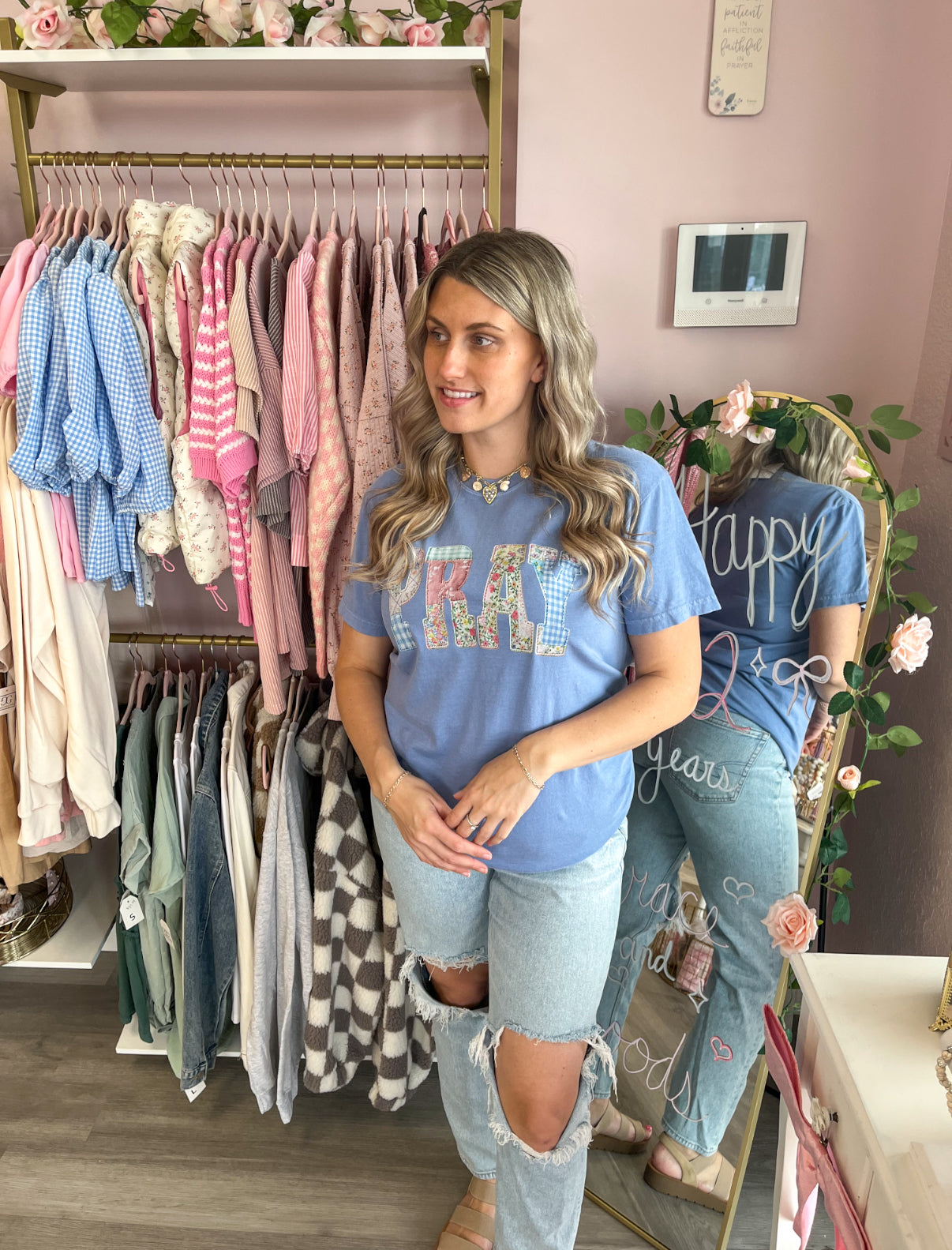 PRAY Patchwork Tee | Women’s Comfort Color Tee Shirt