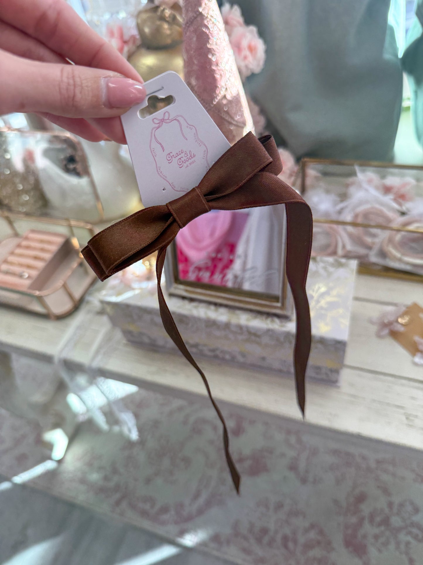 Brown Clip-in Hair Bow