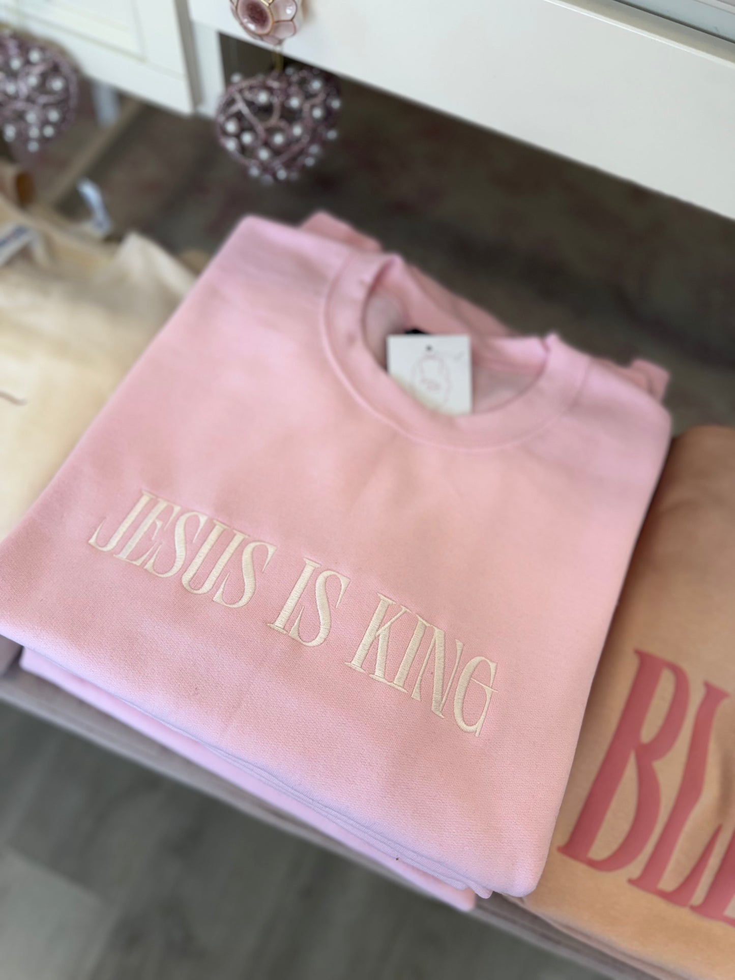 Jesus is King Pink Crewneck
