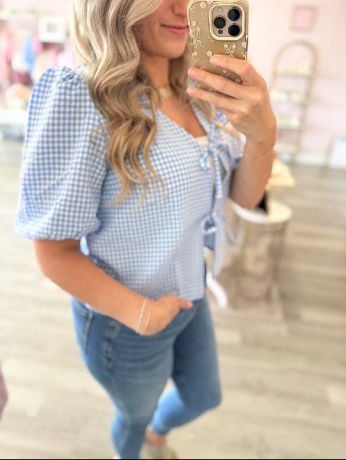Gingham Bow Tie Top | Women’s Top