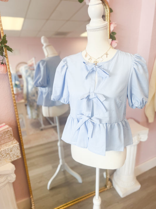 Blue Bow Tie Top