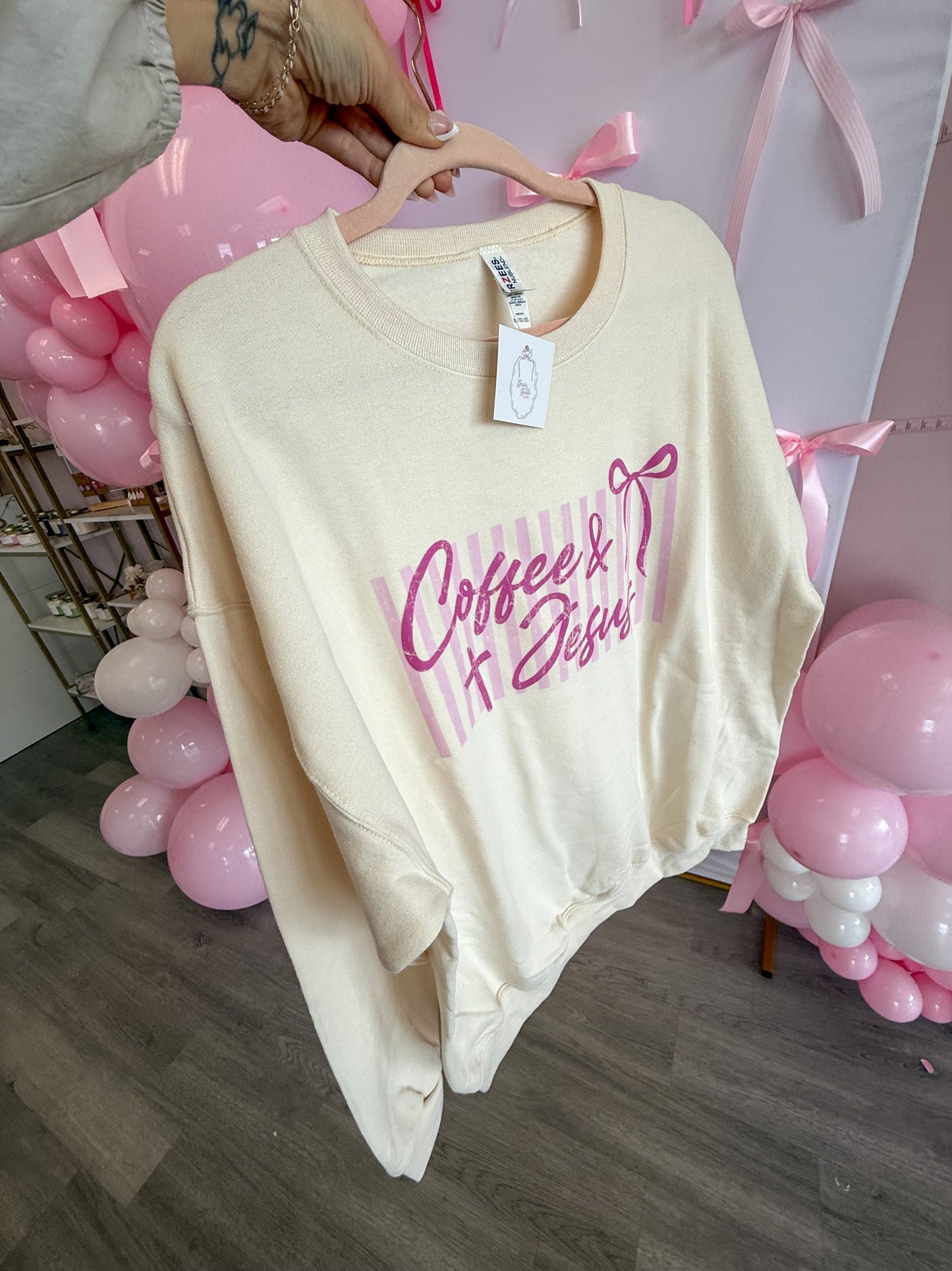 Coffee & Jesus Coquette Crewneck