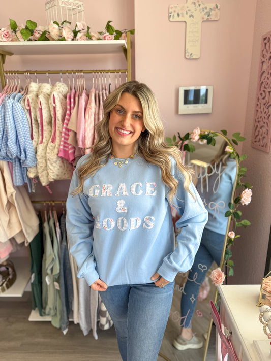 Grace & Goods Custom Hand-Stitched Crewneck | Women’s Sweatshirt