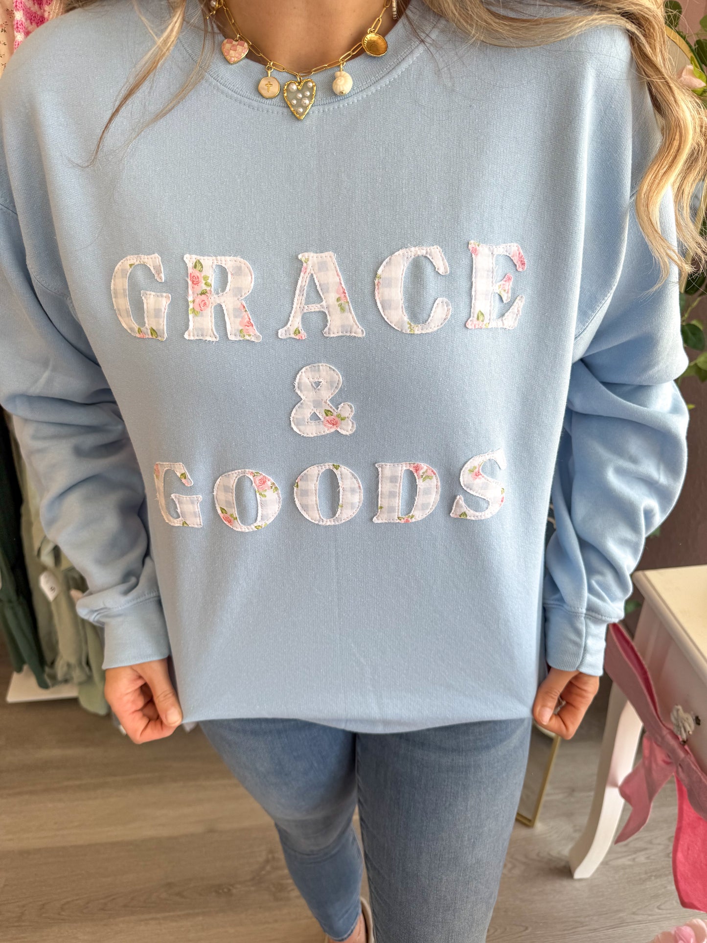 Grace & Goods Custom Hand-Stitched Crewneck | Women’s Sweatshirt