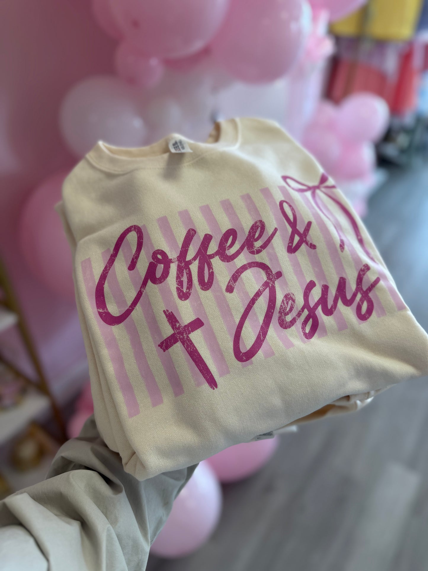 Coffee & Jesus Coquette Crewneck