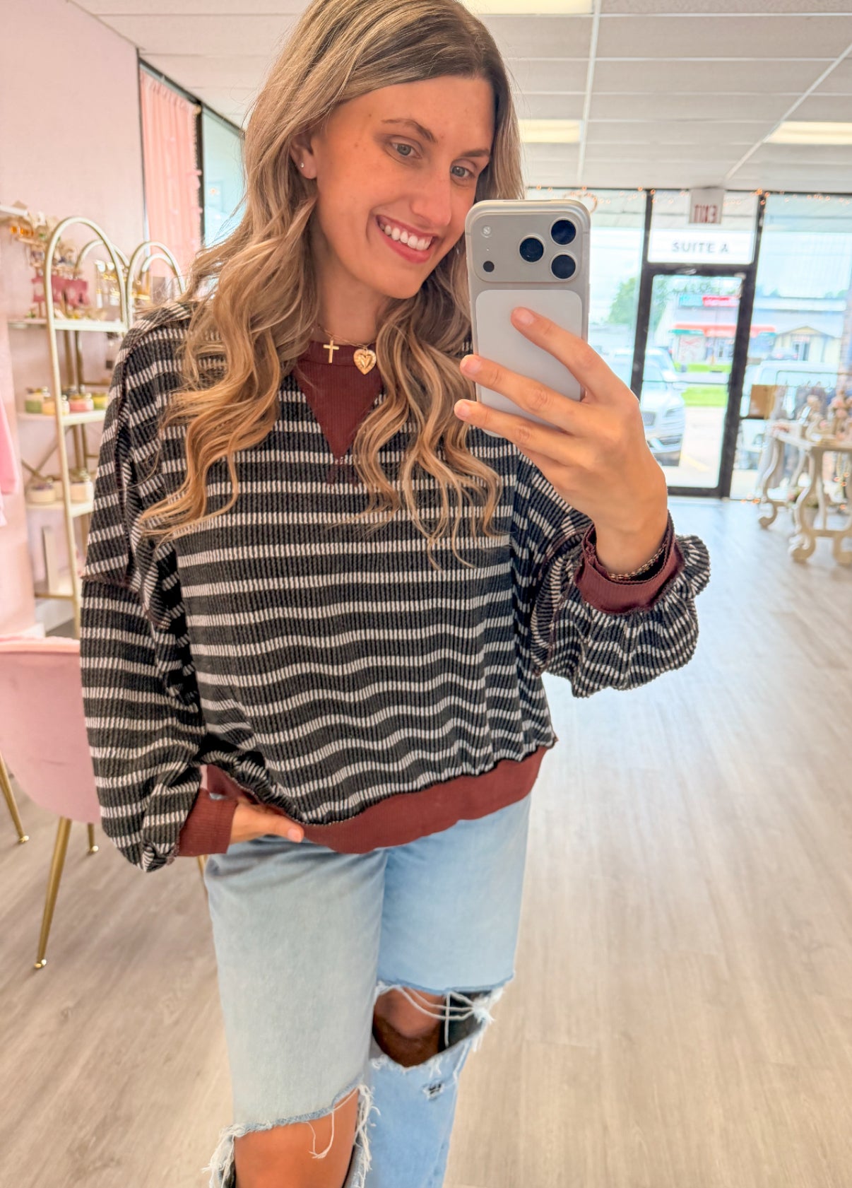 Striped Oversized Fit Knit Sweater | Women’s Fall Sweater