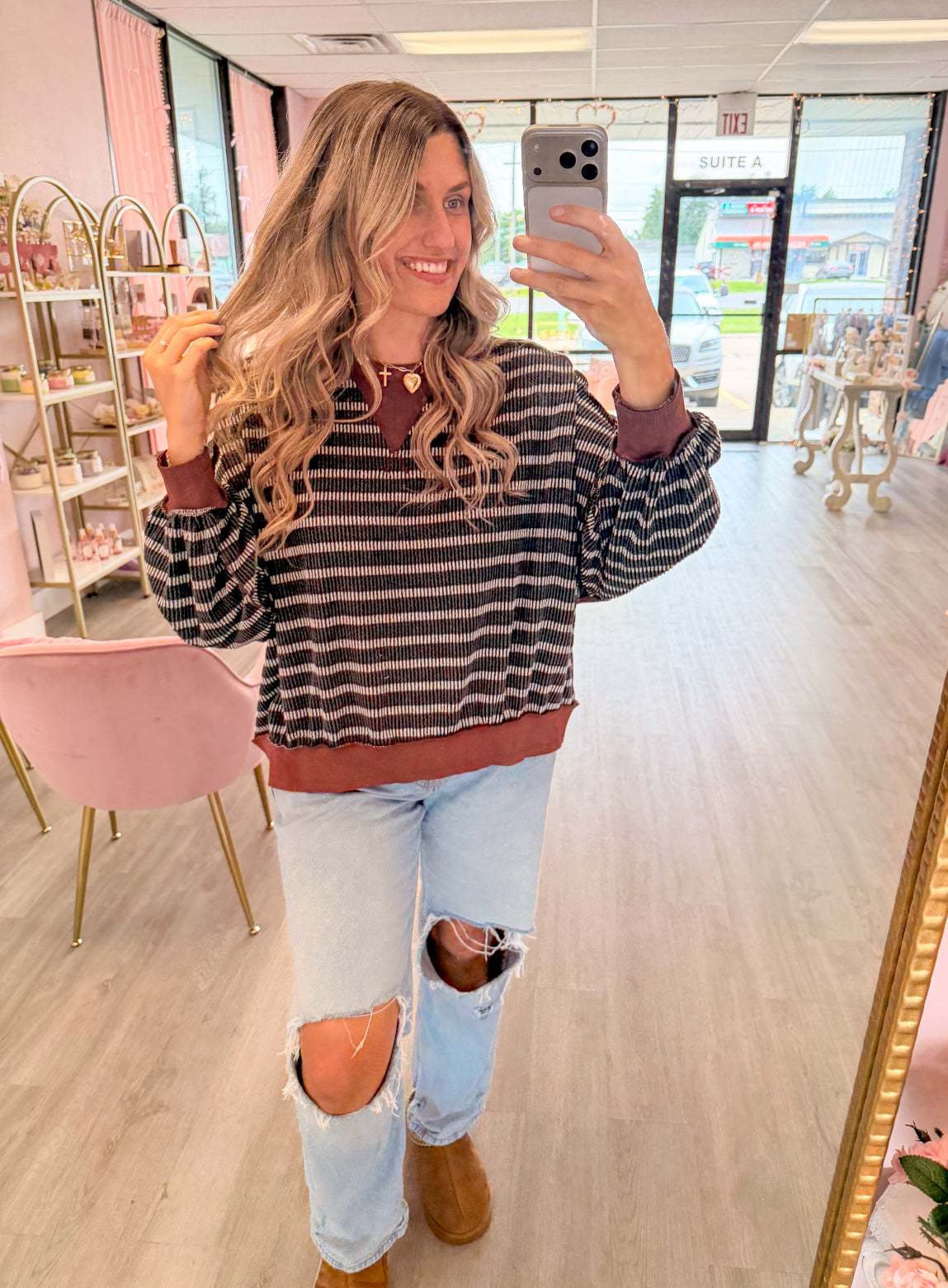 Striped Oversized Fit Knit Sweater | Women’s Fall Sweater