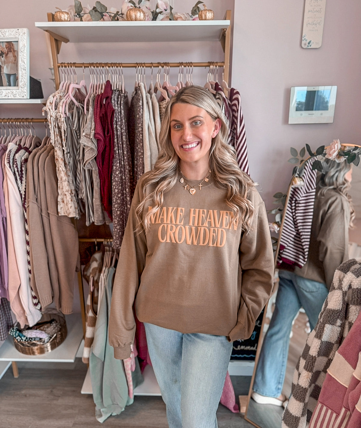 Make Heaven Crowded in Light Brown | Christian Women’s Sweatshirt