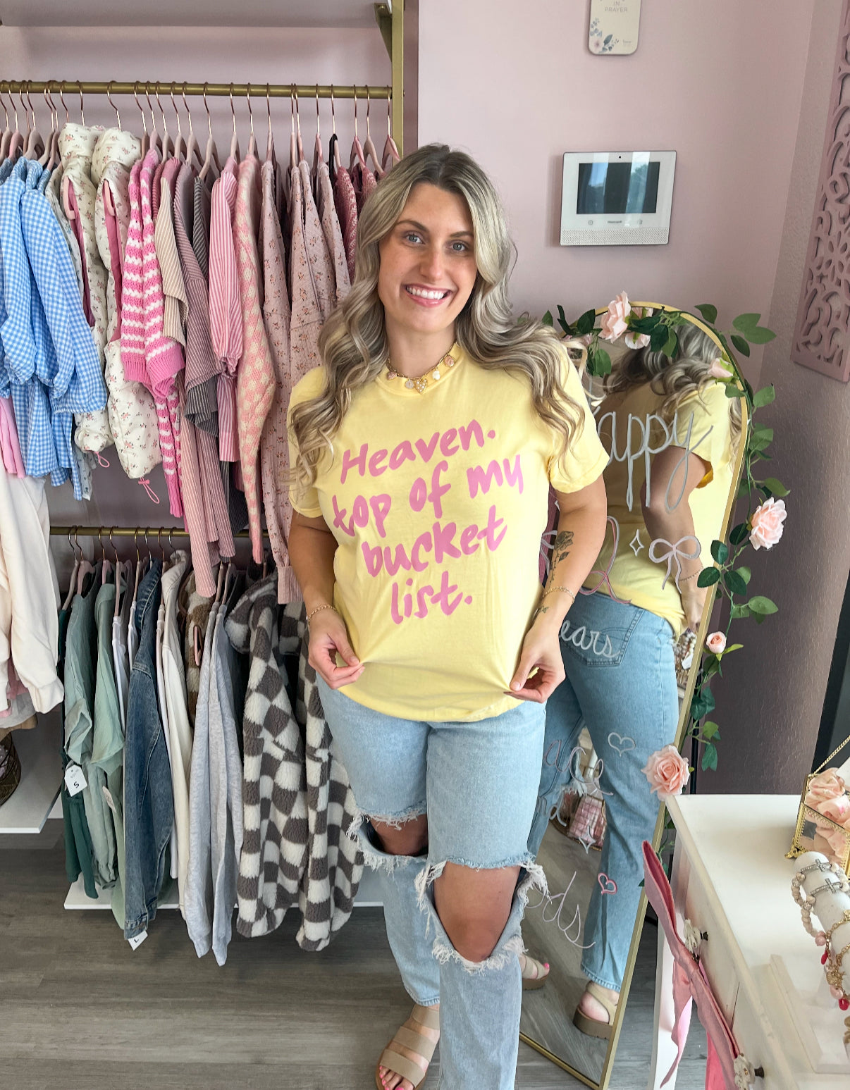 Heaven. Top of My Bucket-List Yellow Tee | Women’s Christian Tee Shirt