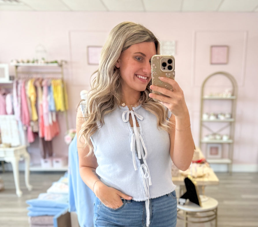 Baby Blue Front Tie Top | Women’s Top