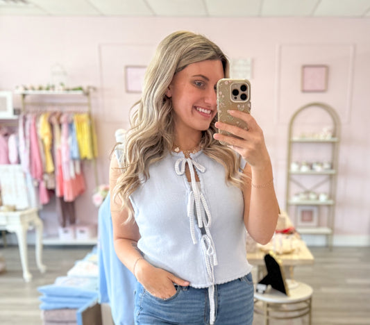 Baby Blue Front Tie Top | Women’s Top