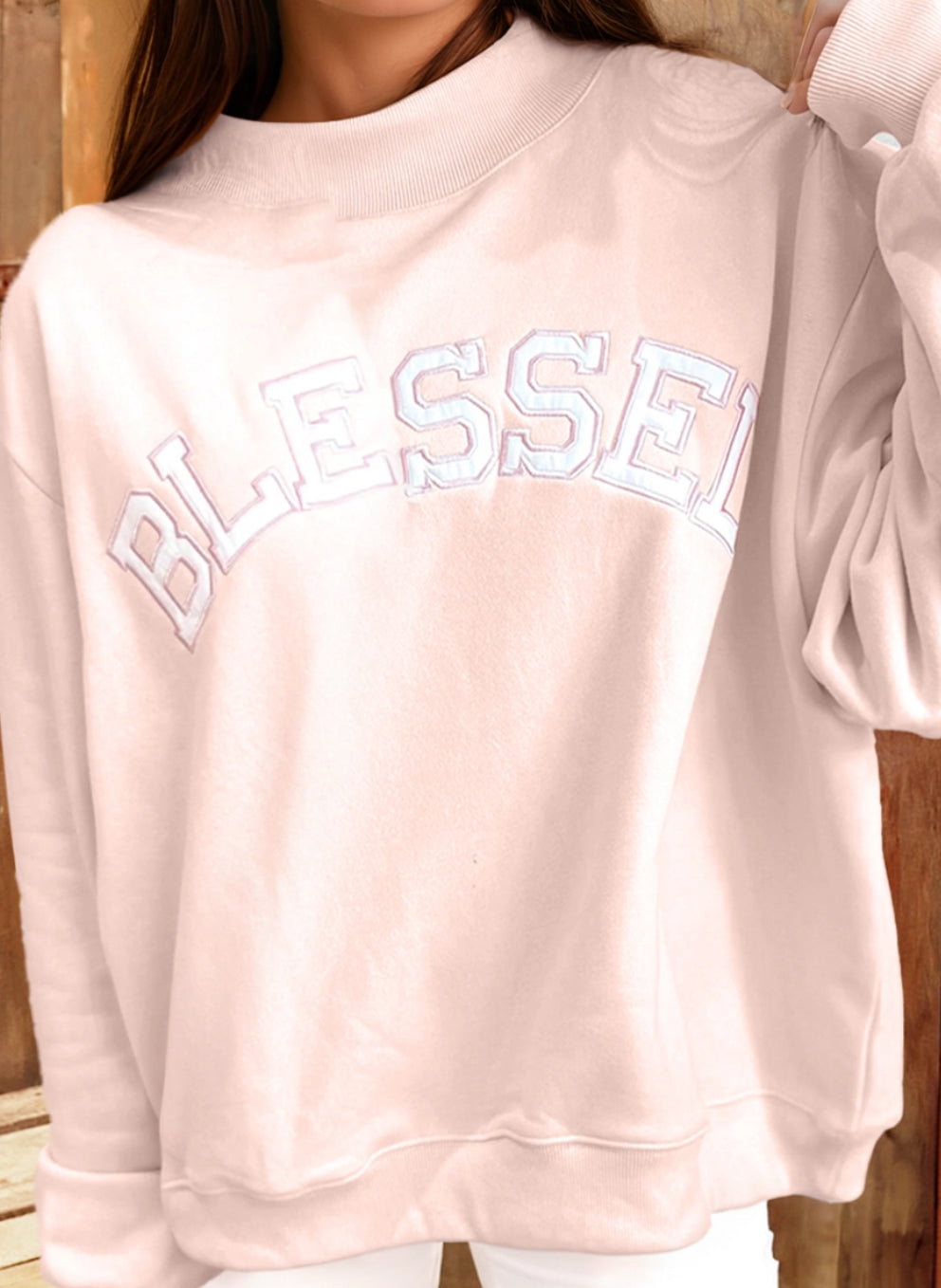 Blessed Mock Neck-Blush Pink