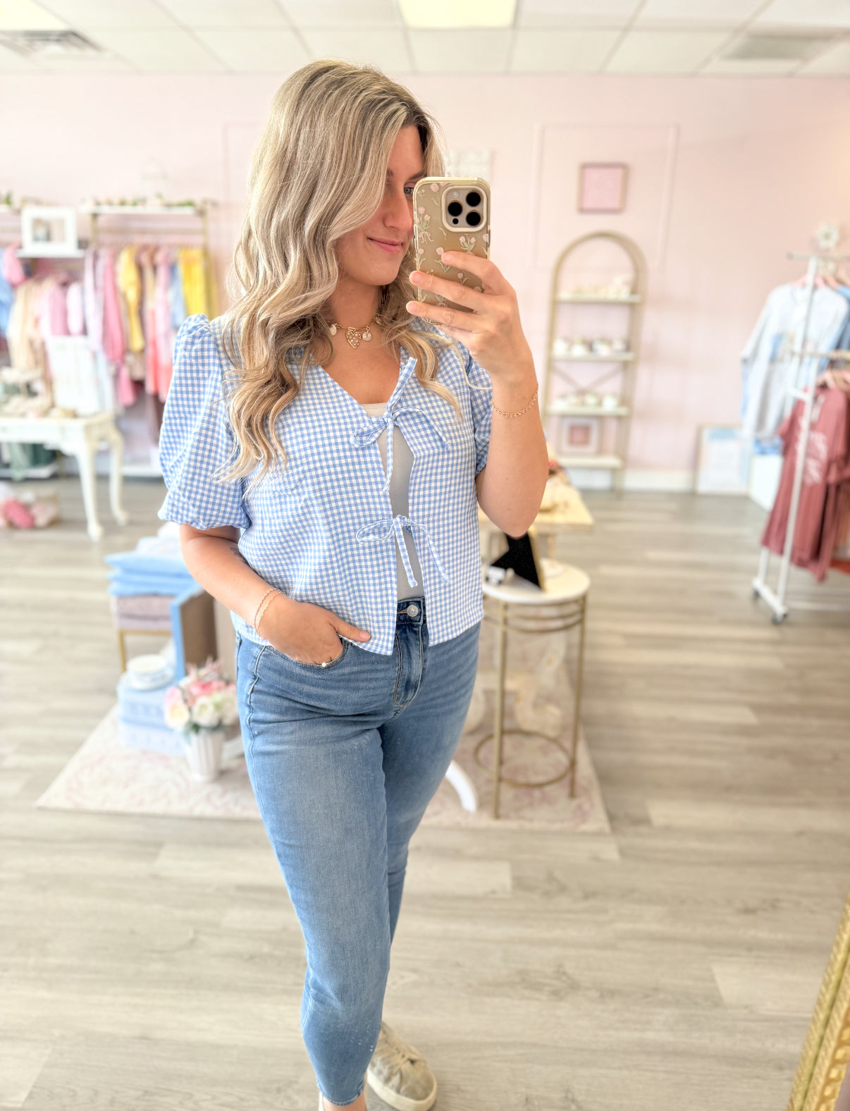 Gingham Bow Tie Top | Women’s Top