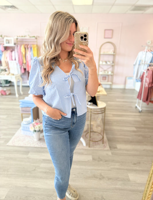 Gingham Bow Tie Top | Women’s Top